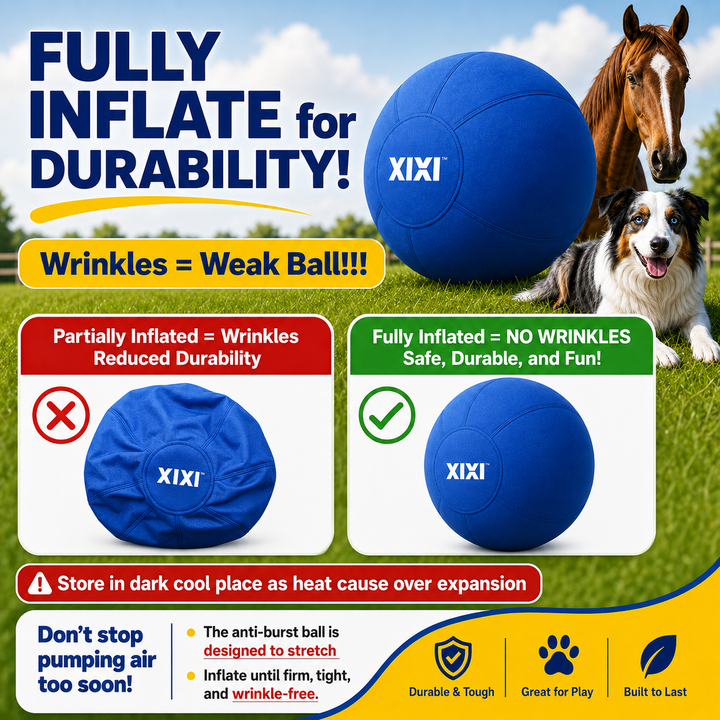 herding ball size guide showing 18 22 and 25 inch options