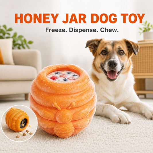 Honey Jar Dog Toy – Freezable Lick Bowl, Treat Dispenser & Chew-Resistant Enrichment Toy for Dogs