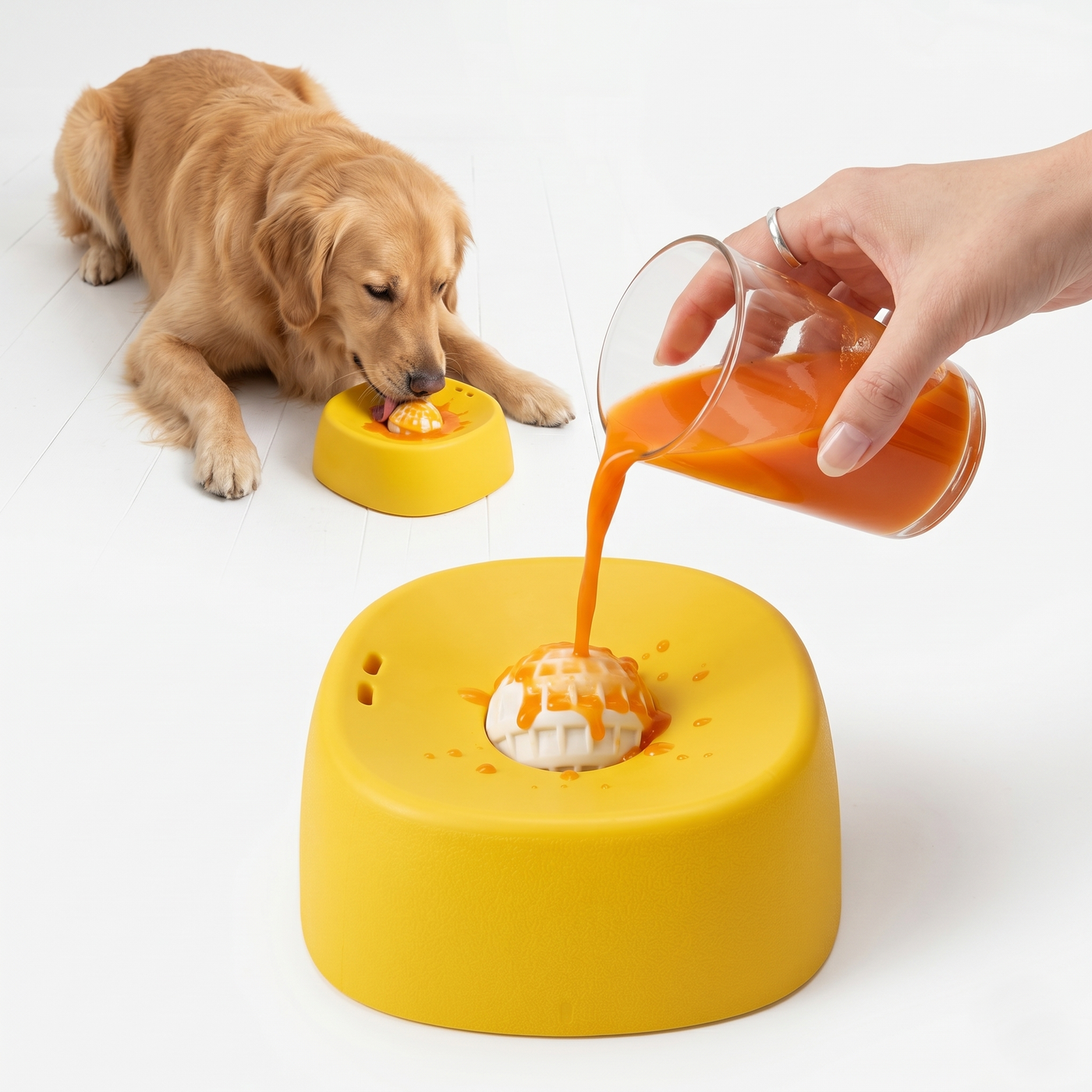 XIXI Comedero Lento para Perros Giratorio | Dispensador Interactivo de Golosinas Líquidas y Cuenco para Lamer | Enriquecimiento Antiderrames para Alivio de la Ansiedad y la Hinchazón